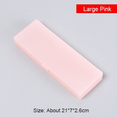 Estuche transparente sencillo para lápices, caja pequeña de plástico para almacenar bolígrafos, material de papelería para aprendizaje y oficina: Large Pink