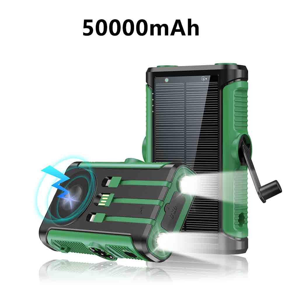 Banco de energía Solar de 50000mAh con Cable, manivela de carga, batería externa, cargador inalámbrico Magsafe de 22,5 W para IPhone: Naranja