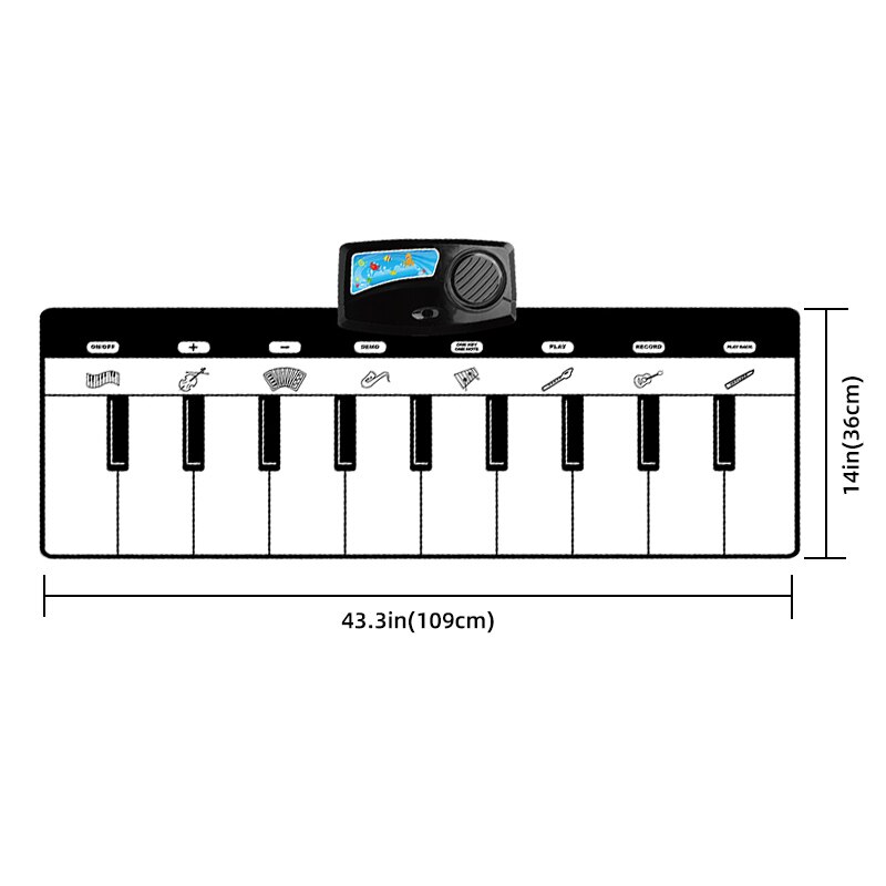 7 stili tappetino musicale per bambini di grandi dimensioni giocattoli per pianoforte giocattolo per bambini musica da gioco tappetino per bambini educazione precoce apprendimento regali per bambini: E 110x36cm