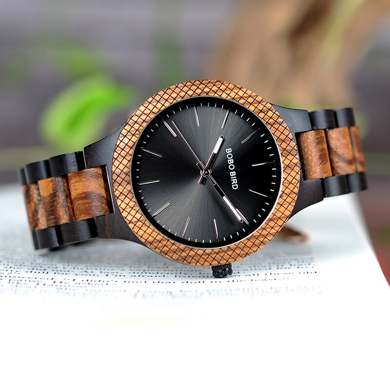 BOBO BIRD-gafas de sol de reloj para hombre, conjunto de relojes de madera de cuarzo con movimiento japonés, para hombre
