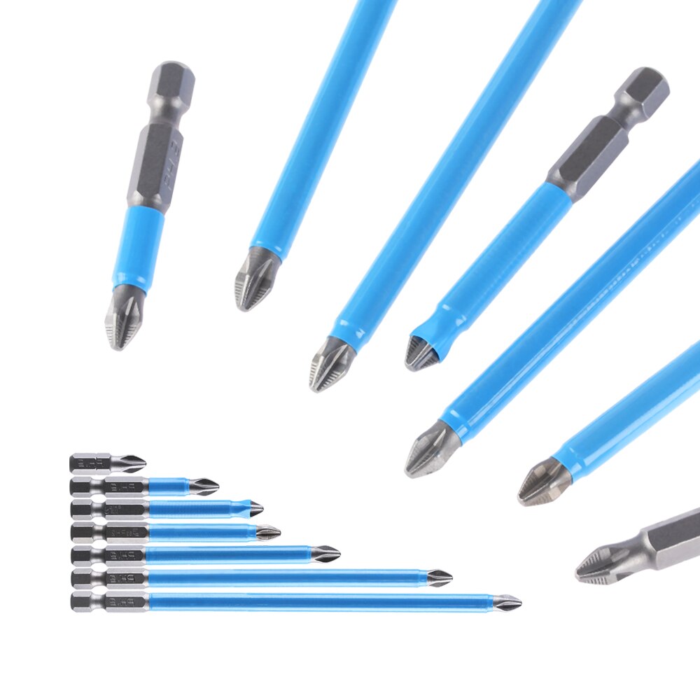 1/4 "blau Silber verhexen Schaft Magnetische Anti Unterhose Lange Erreichen Elektrische Schraubendreher-Bits PH2 Einzigen Phillips/Kreuz Kopf Energie Werkzeug