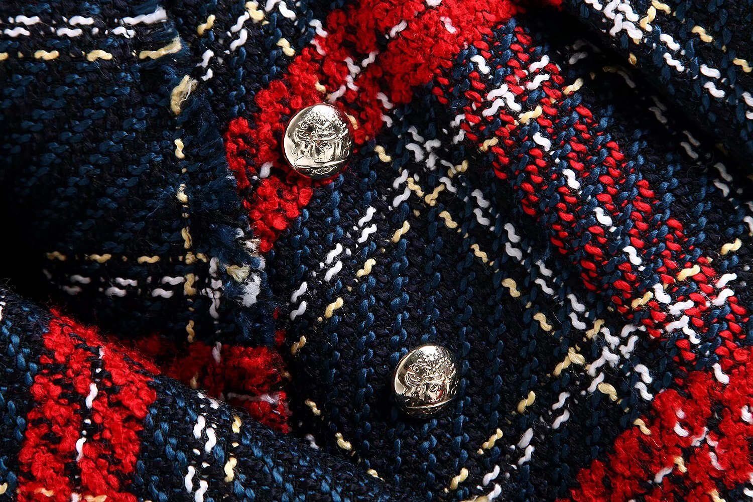 Vinter röd rutig tweed kavaj kappa vintage tofs tjock kontorskostym jacka sprint vinter dam blazers och jackor