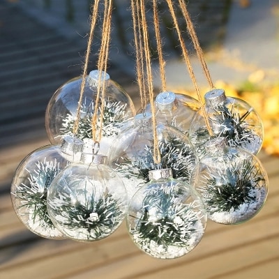 8 stk 6/8/10cm glas julekugle gennemsigtigt glas globus juledagsdekoration forskellig diameter til valg