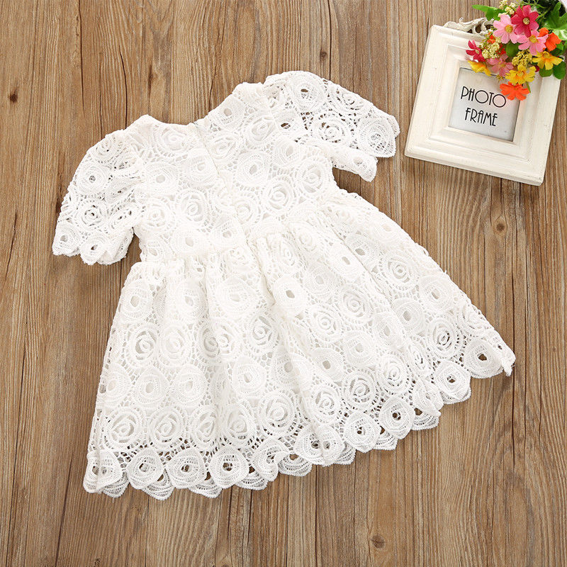 Kids Toddler Baby Girls Lace Dress Floral Party Wedding Princess Dresses