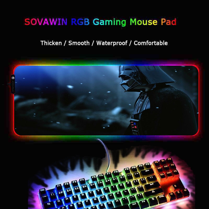 XGZ Star War Gaming Mouse Pad RGB Gamer Large Mousepad LED Lighting USB Keyboard Colorful Desk Mice Mat for Laptop Desktop