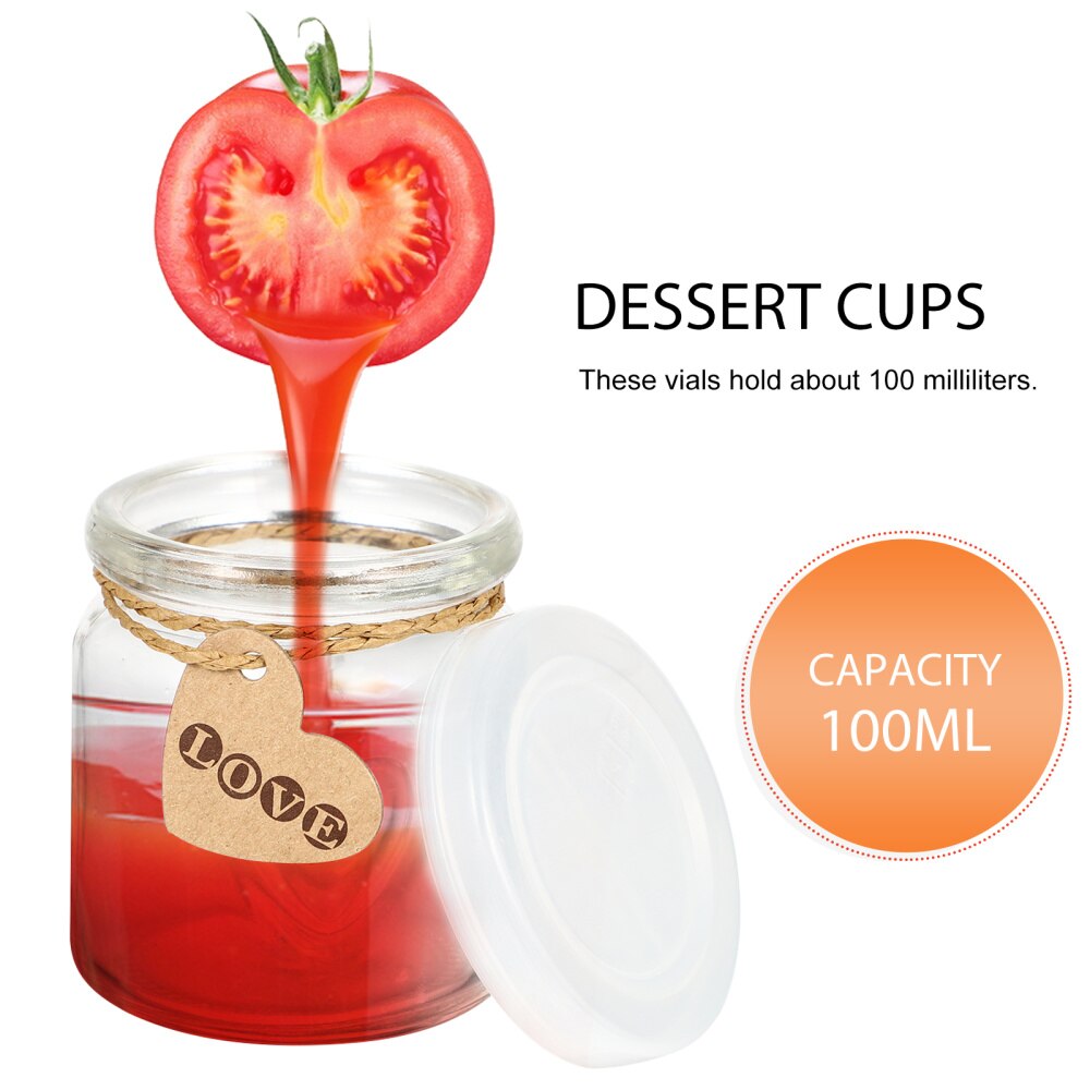 6 Sets Glas Yoghurt Pudding Flessen Harten Cups Jelly Potten Met Deksel