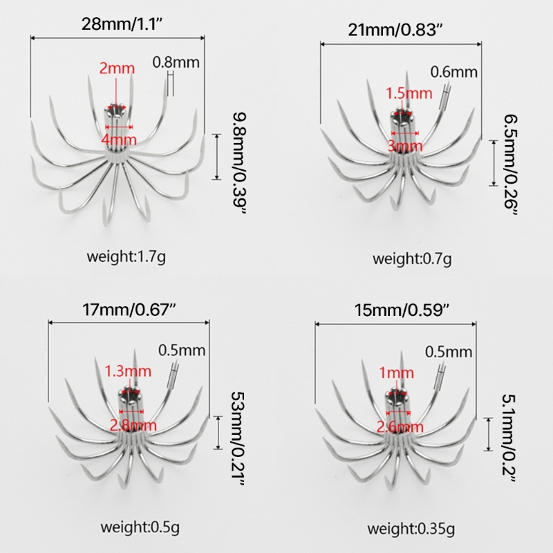 10Pcs Squid Hook Thick Stainsless Steels Barbed Umbrellas Hook Sea Fishings Fishes Hook Cuttlefishes Squid Jig Fishings Baits Ho