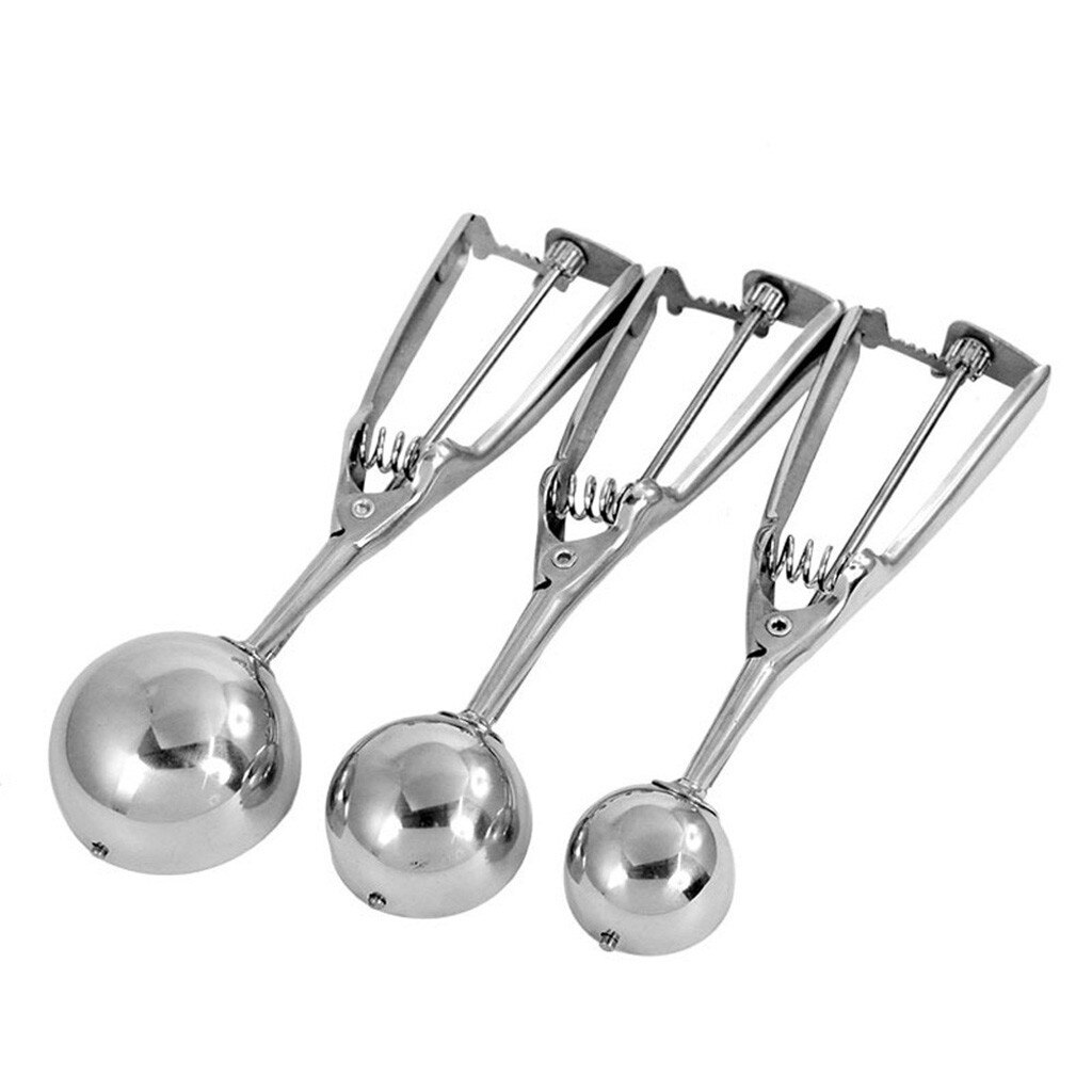 Set Da 3 Palette Per Gelato In Acciaio Inox – 4/5/6 Cm, Cucchiai Per Gelato E Purea Con Meccanismo A Sgancio, Lavabili In Lavastoviglie