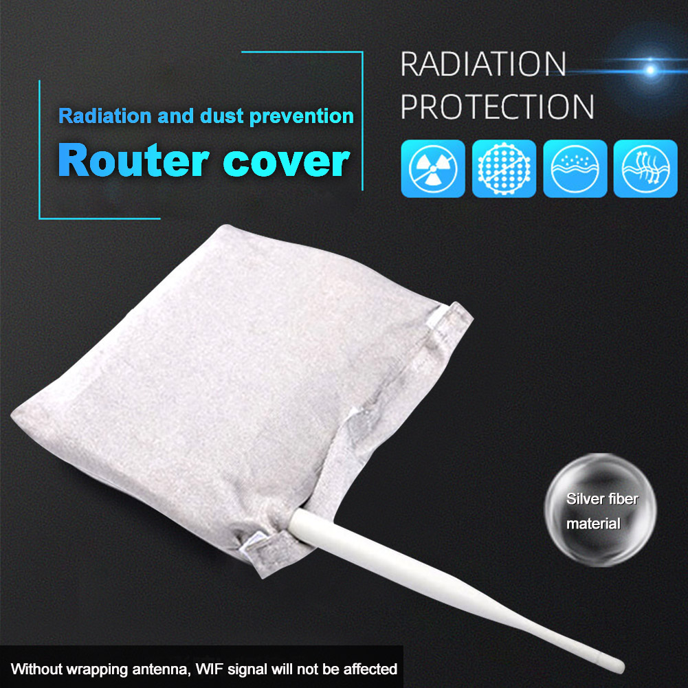 RF Blocking Wireless Router Cover Pouch Dustproof WIFI Practical Silver Fiber Safe EMF Shielding Washable Radiation Protection
