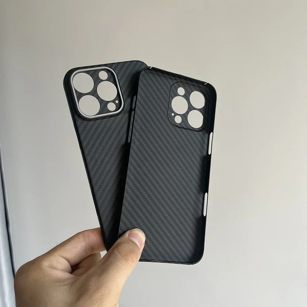 Funda de fibra de carbono para IPhone 16 pro Max, funda de teléfono ultrafina de fibra de aramida ligera para IPhone 16 Pro/16: Aluminio / Castaño