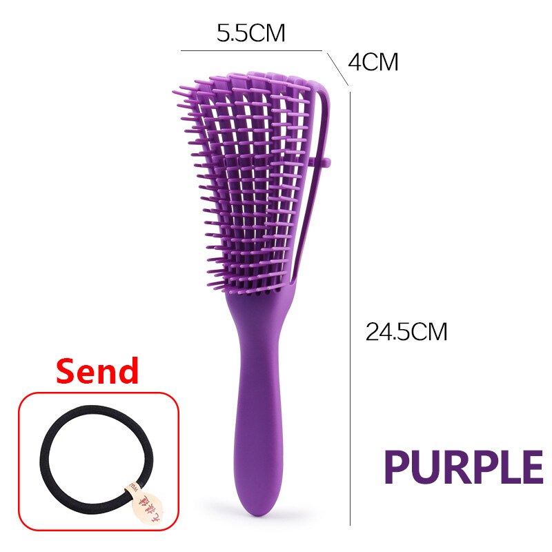Selvittävä kihara hiusharja hieronta märät hiukset kampa detangler hiusharja 2a to 4c mutkainen aaltoileva/kihara/kihara/märkä/kuiva/öljy/paksut hiukset: Violetti