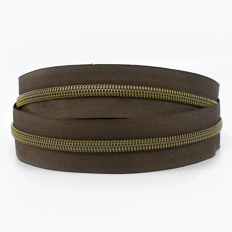 Cremallera de nailon con dientes de bronce, cinta colorida, cremalleras abiertas, Kit de reparación de ropa, accesorios de costura DIY, 5/10/20/30/50M, 5 #: Níquel negro / Opción 5