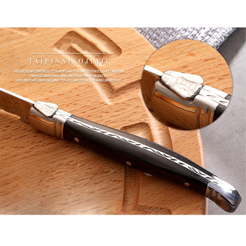 3 kpl astiastosarja pihviveitset haarukka lusikkasetti puinen kahva ruostumaton teräs ruokailuvälineet puiset ruokailuvälineet laguiole style