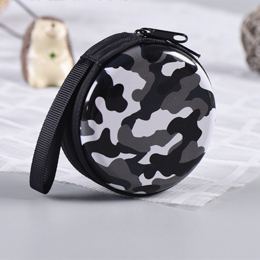1PC Camouflage Style Headphone Holder Bag Candy Suitcase Portable Round Coin Purse Small Metal Candy Container Party X-max: 04