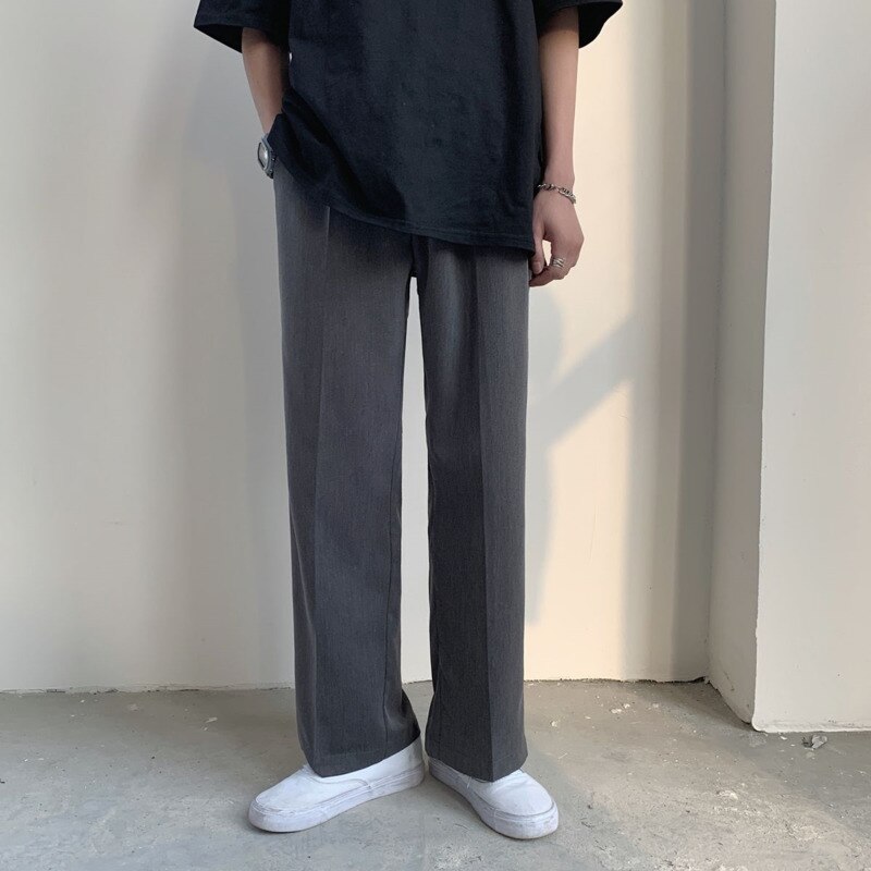 Pantalones informales rectos de estilo coreano para hombre, traje de negocios de Color sólido, ropa de calle, pantalones de vestir sueltos