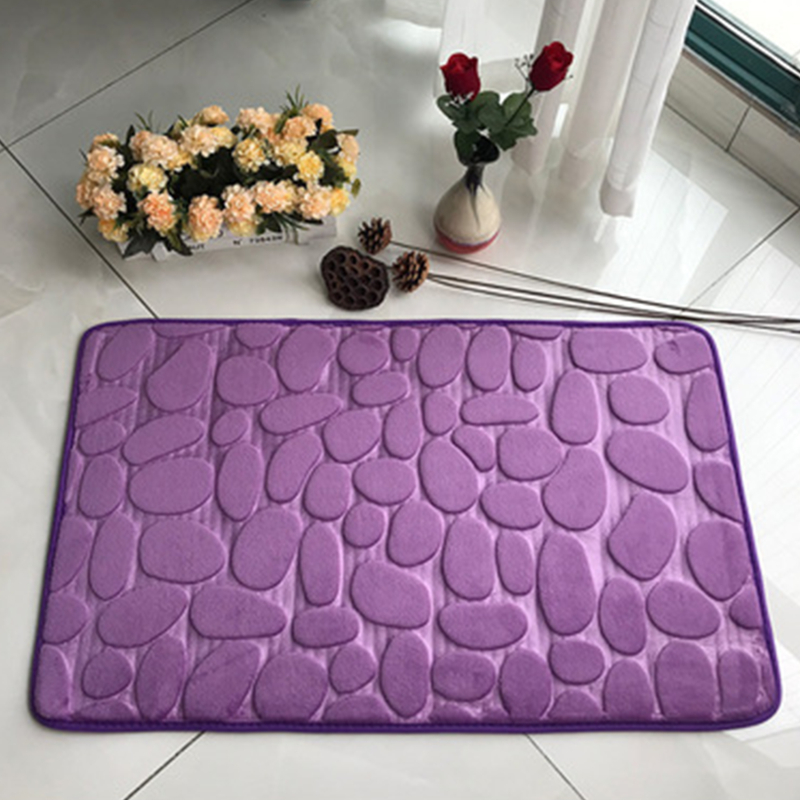 Alfombra de baño con relieve de adoquines, alfombras antideslizantes en lavabo, alfombra de suelo lateral para bañera, felpudo para cuarto de ducha, almohadilla de espuma viscoelástica: Azul