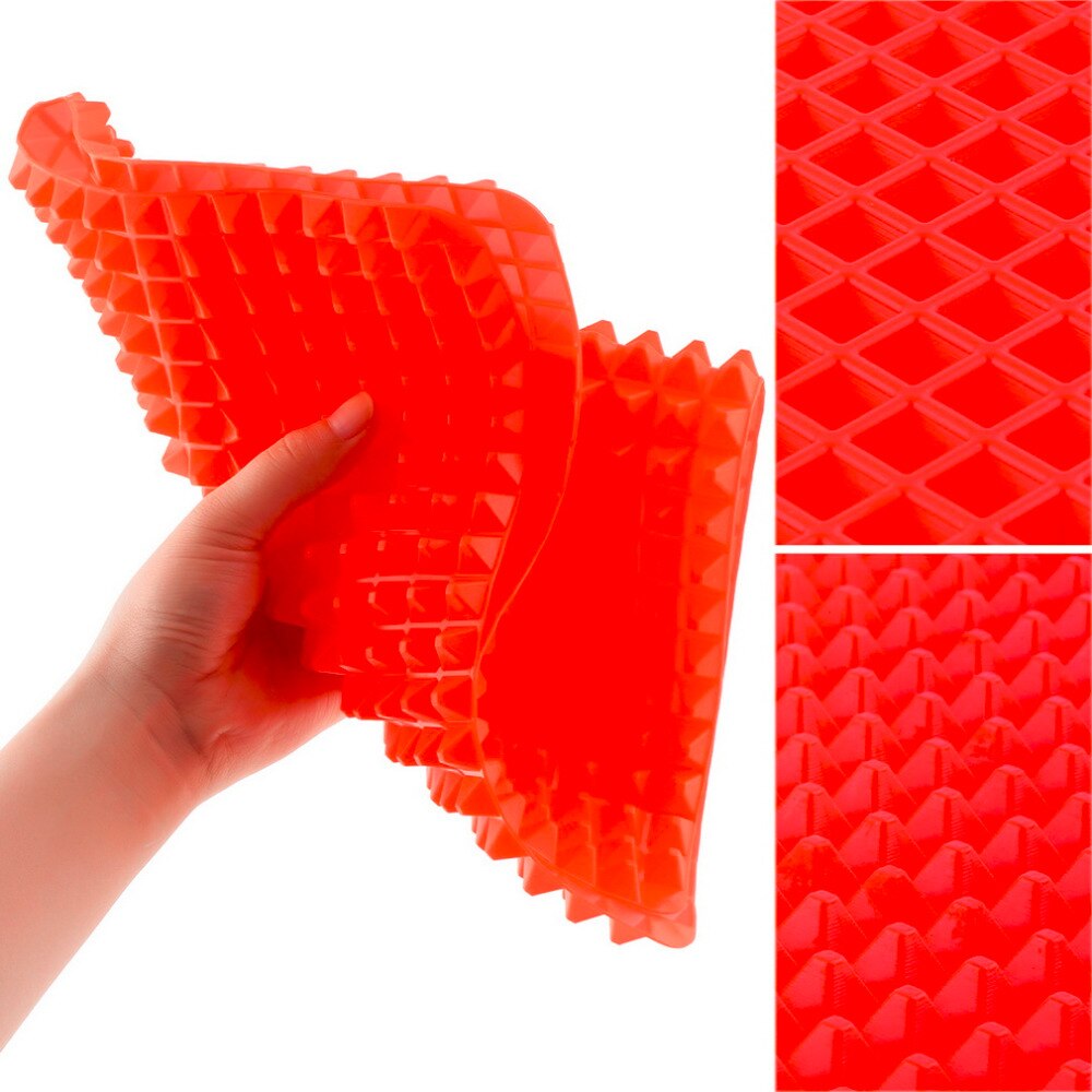 Nonstick Silicone Baking Tray Sheet Thin Pan Baking Pads Mould Easy Method for Oven Red Pyramid Bakeware Kitchen Tools 39*27cm