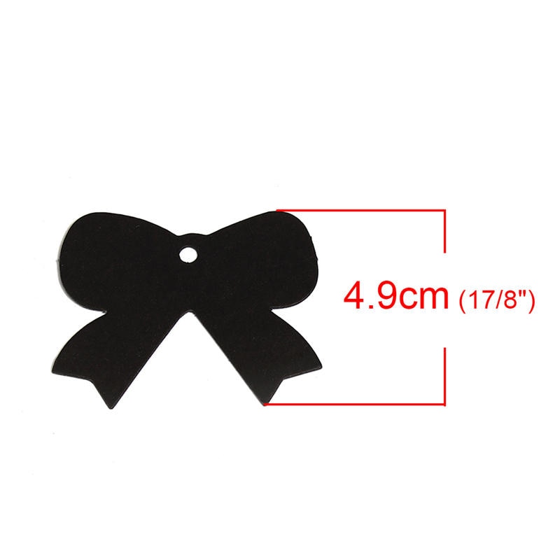 DoreenBeads Label Tags Paper Black Bowknot Pattern Garment Tag Bags Shoes 49mm(1 7/8") x 41mm(1 5/8"), 10 PCs