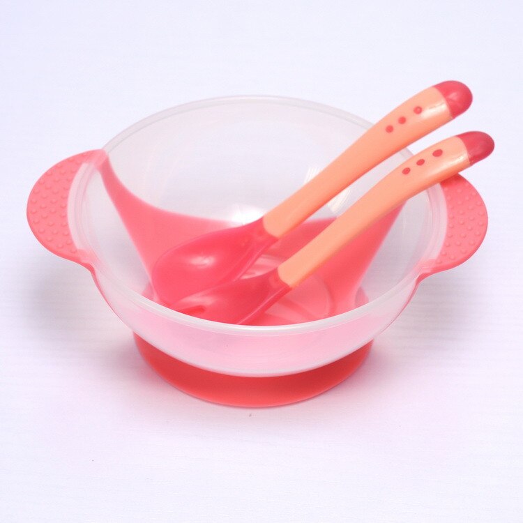 3set Temperature Sensing Feeding Spoon Child Tableware Food Bowl Learning Dishes Plate Suction Cup Baby Dinnerware Set