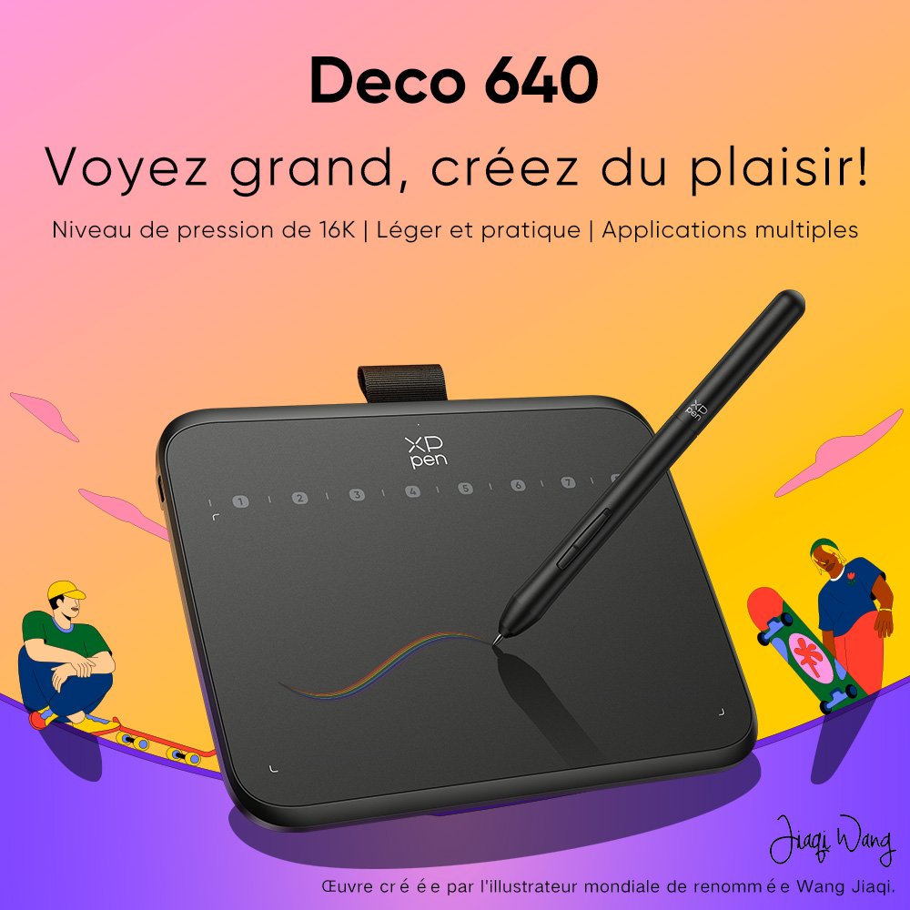 XPPen Deco 640 Graphics Tablet 16K Pressure Levels 16x9cm Drawing Area with 8 Keys 60 Tilt for OSU Game Android Windows Mac