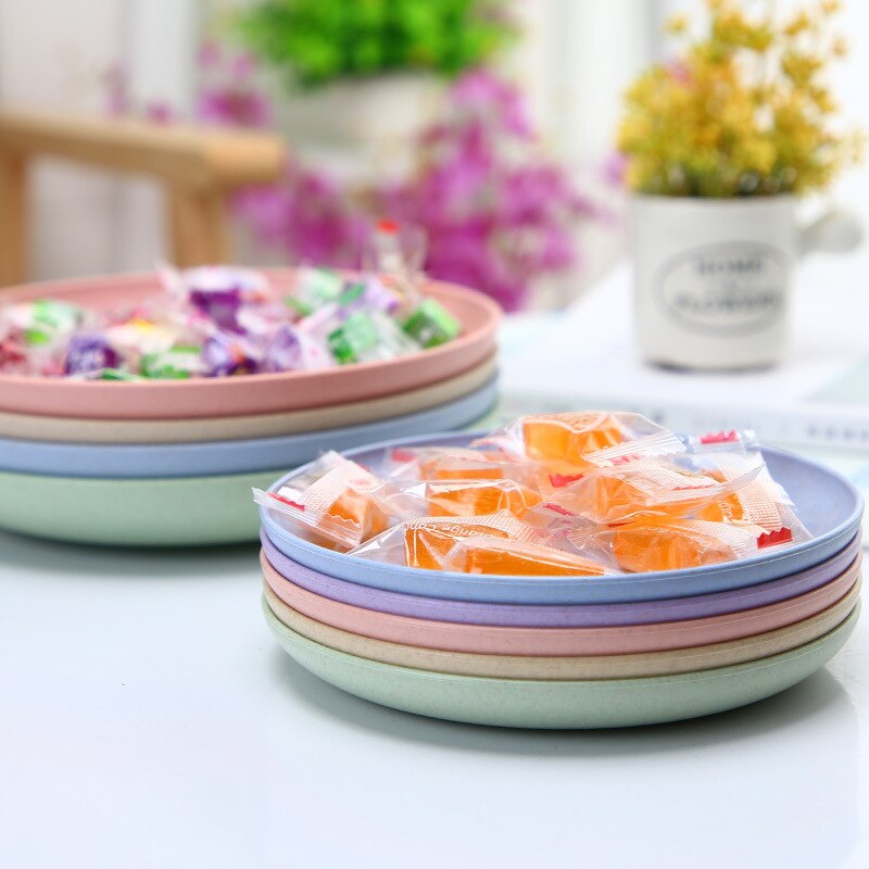 4 unids/set creativa pura paja de trigo Natural postre plato Multi-función de plástico de alimentos plato postre cocina placa bandeja