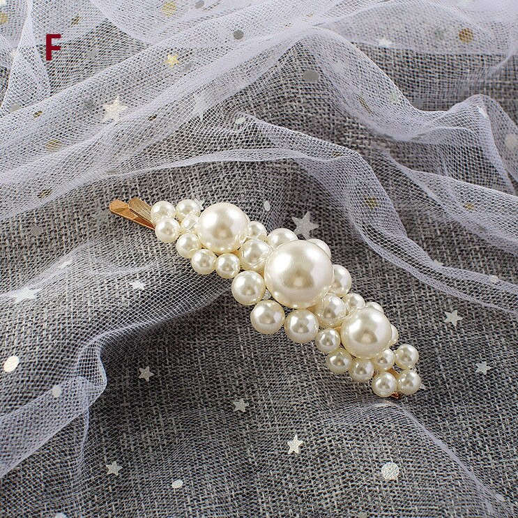 Korean Pearl Hair Clip for Women Barrette Hair Pins Barrettes Jewelry BB Hair Clips for Girls Styling Accessories: F