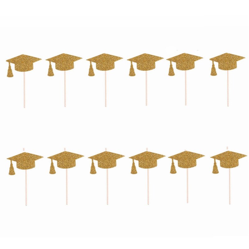 12/24pcs Graduation Party Cupcake Wrappers with Cake Topper Class Of 2022 Cupcake Topper Wrapper Cake Party Supplies Decorations: I-12pcs cake topper