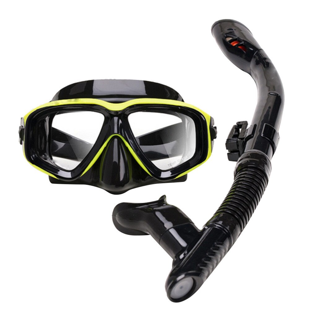 Unisex Diving Masks Snorkel Set Snorkeling Diving Equipment Silicone Diving Snorkeling Glasses Set Подводная Охота: Yellow