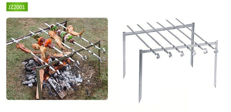 Stainless steel Charcoal Grill Barbecue Grill Rack set 6pcs BBQ Skewers Portable Outdoor Picnic Camping Grill Rack GSJZ2002: JZ2001