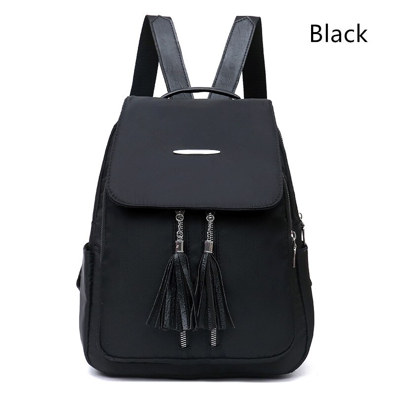 Mochila con flecos a la para mujer, nueva Oxford, mochilas de viaje impermeables para adolescentes y estudiantes,: Negro