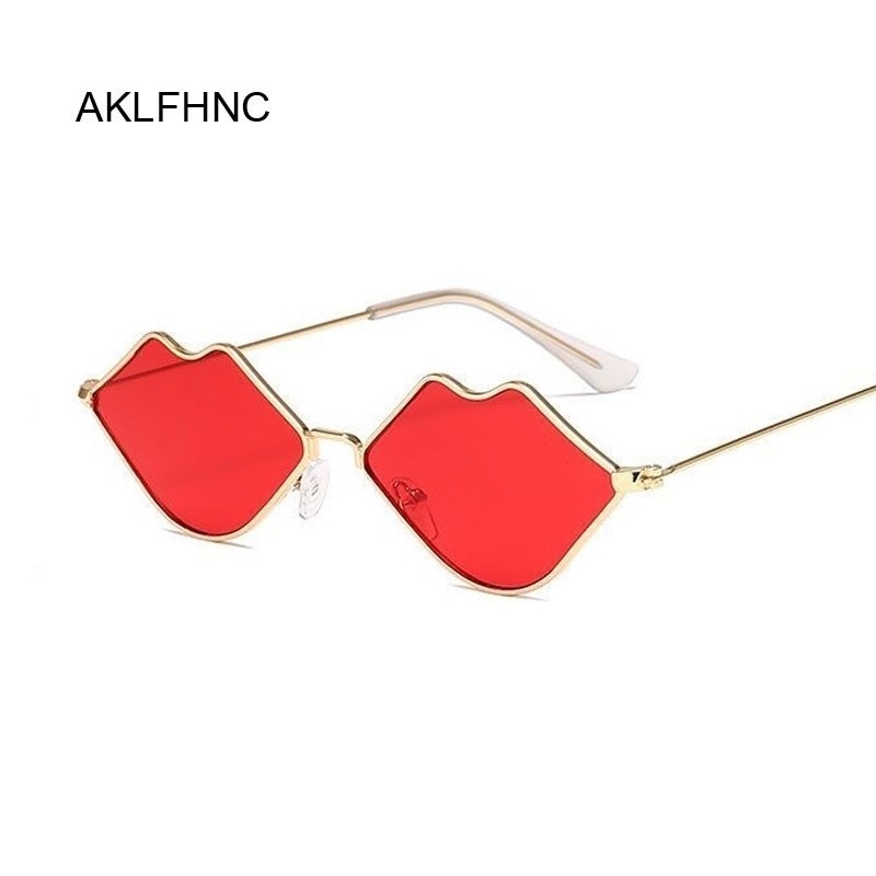 Small Frame Sunglasses Women Retro Lips Mirror Metal Sun Glasses Female Vintage Brand Lunette De Soleil Femme