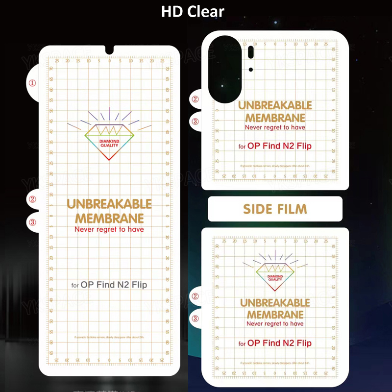 3 in 1 Front Back Matte Hydrogel Film For OPPO Find N2 N3 Flip 5G Soft Frosted HD Transparent Screen Protector Anti Fingerprint: High Definition / Blue