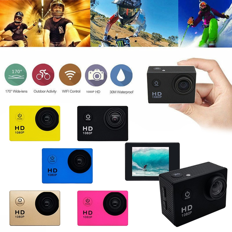 Actionkamera vattentät sportkamera vidvinkelobjektiv dv-videokamera laddningsbar utomhus sport action mini kamera vattentät