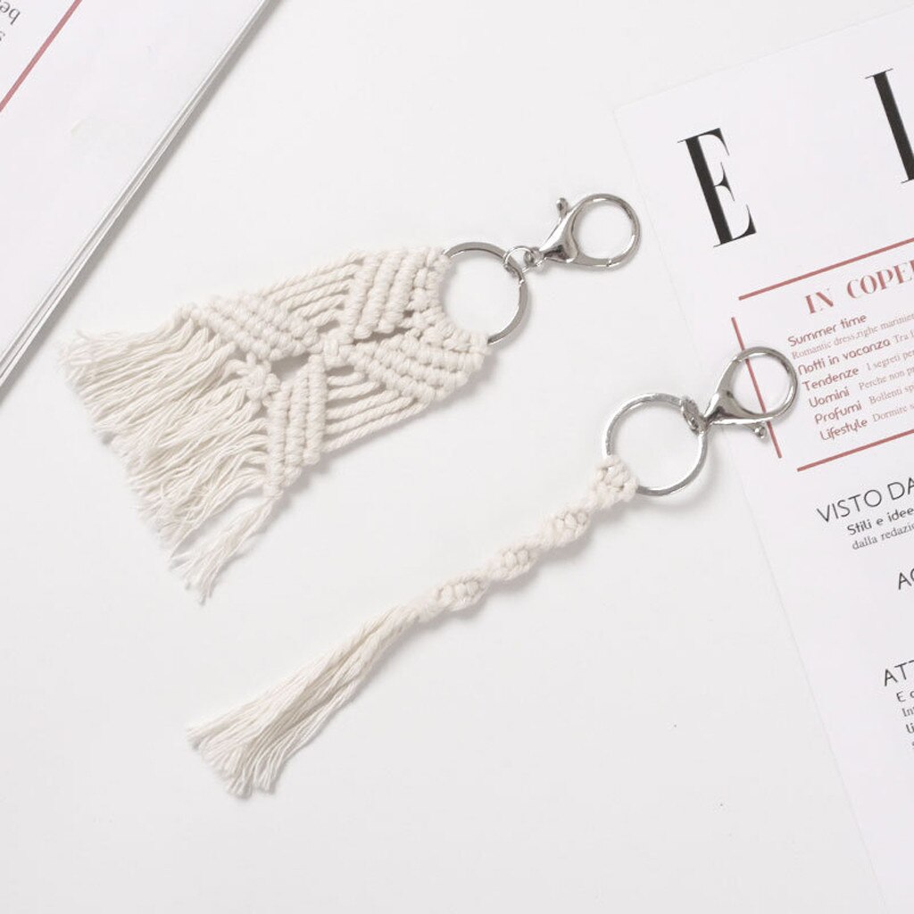 25# Artilady Hawaii Tassel Keychains For Women Boho Key Holder Keyring Macrame Bag Charm Jewelry For Friends