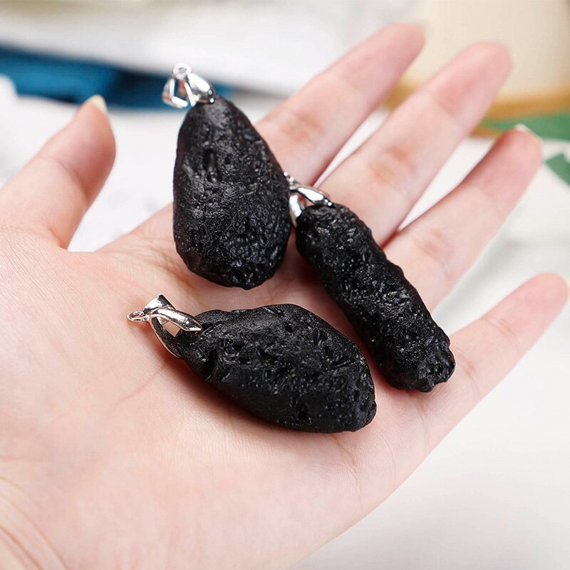 JD-colgante de meteoritos negros naturales, joyería artesanal, llavero colgante, accesorios decorativos al por mayor, 1 pieza