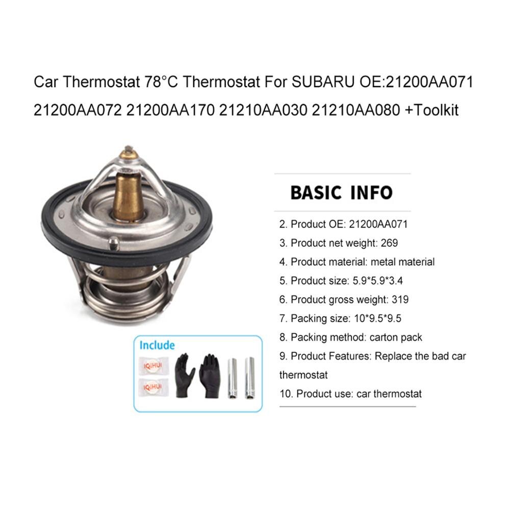 Auto Thermostaat 78 °C Thermostaat Voor SUBARU OE: 21200AA071 21200AA072 21200AA170 21210AA030 21210AA080 + Toolkit