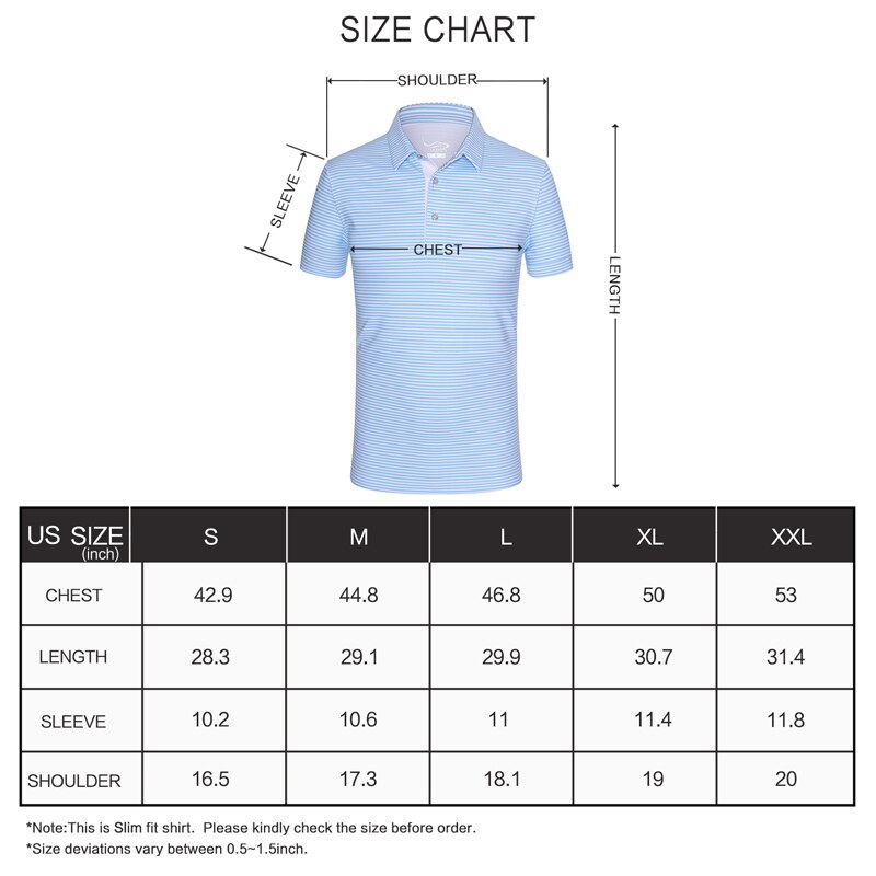 Eagegof herre stribe golfskjorter tech hurtigtørrende anti-sved sportstøj mandlige non-jern social business kortærmet t-shirt