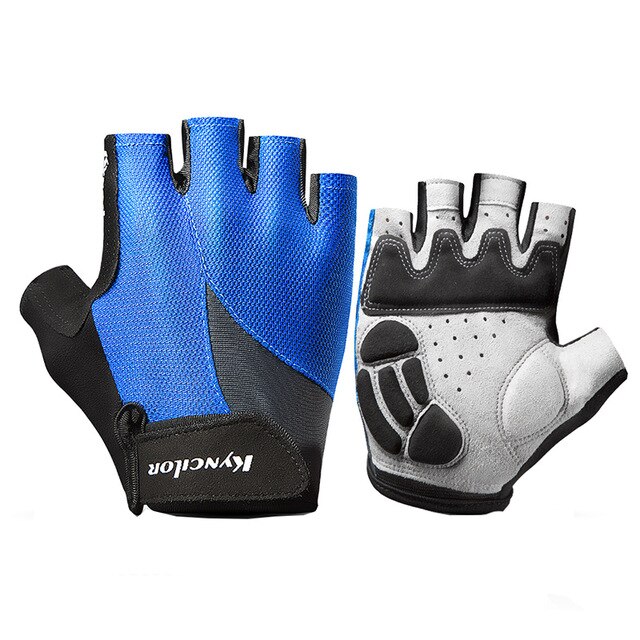 Summer Cycling Gloves Half Finger Men Women Sports MTB Bike Gloves Breathable Shockproof Road Mountain Bicycle Gloves: Blue / XL