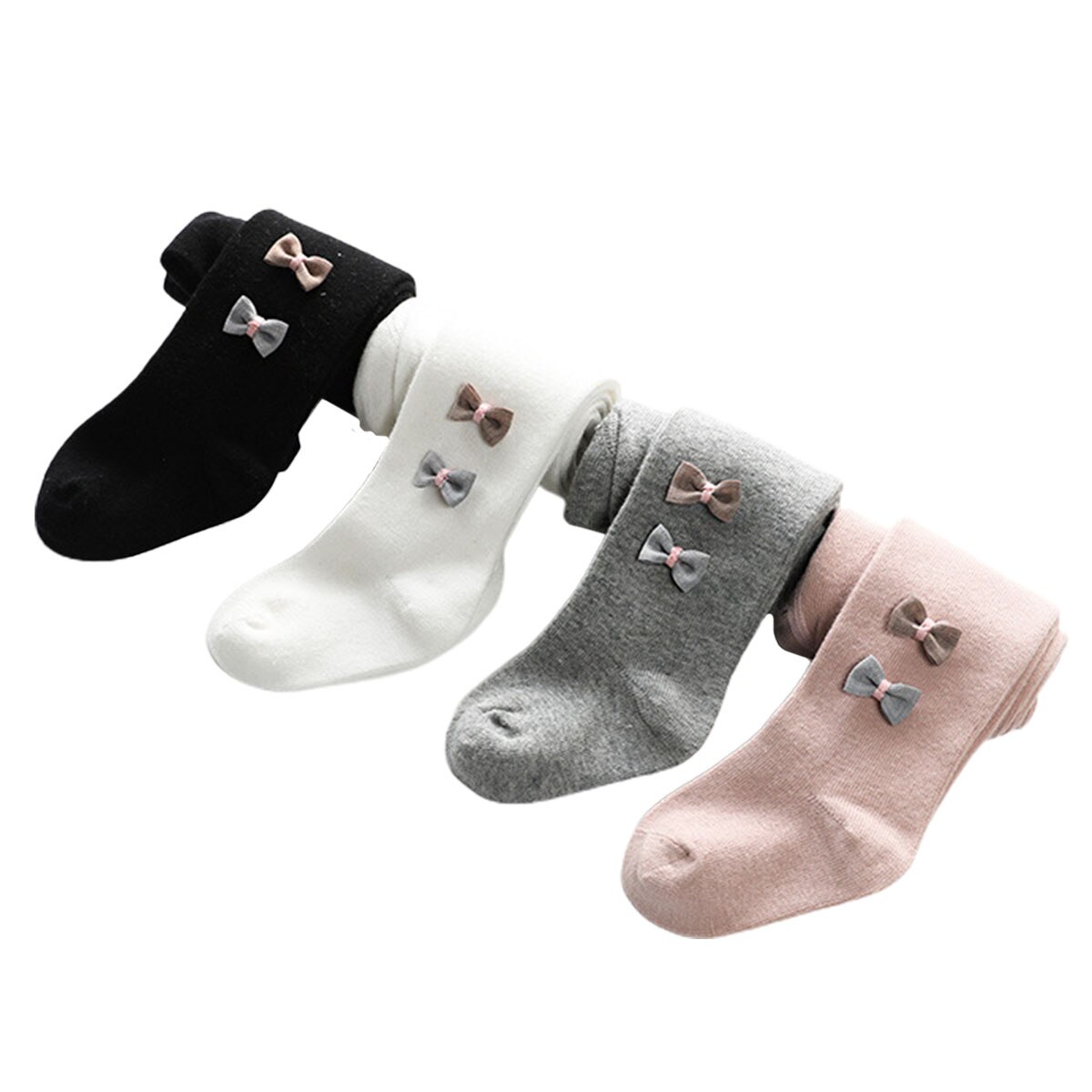 Lovely Baby Girls Bowknot Pantyhose Winter Autumn Warm Cotton Tights Cute Infant Kids Knitted Leggibgs for Kids Toddler Girls