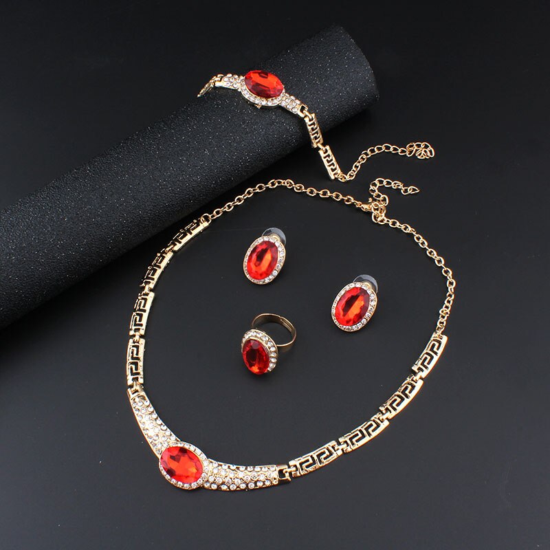 Jiayijiaduo braut schmuck setzt für frauen kristall damen Afrikanischen perlen partei halskette Gold-farbe ohrringe hochzeit kleid