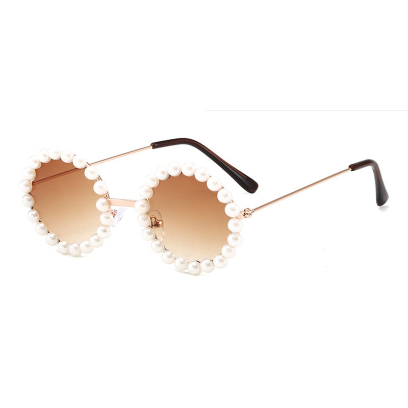 Kottdo mærke børn solbriller metal runde perle piger boby childrend solbriller gafas de sol  uv400