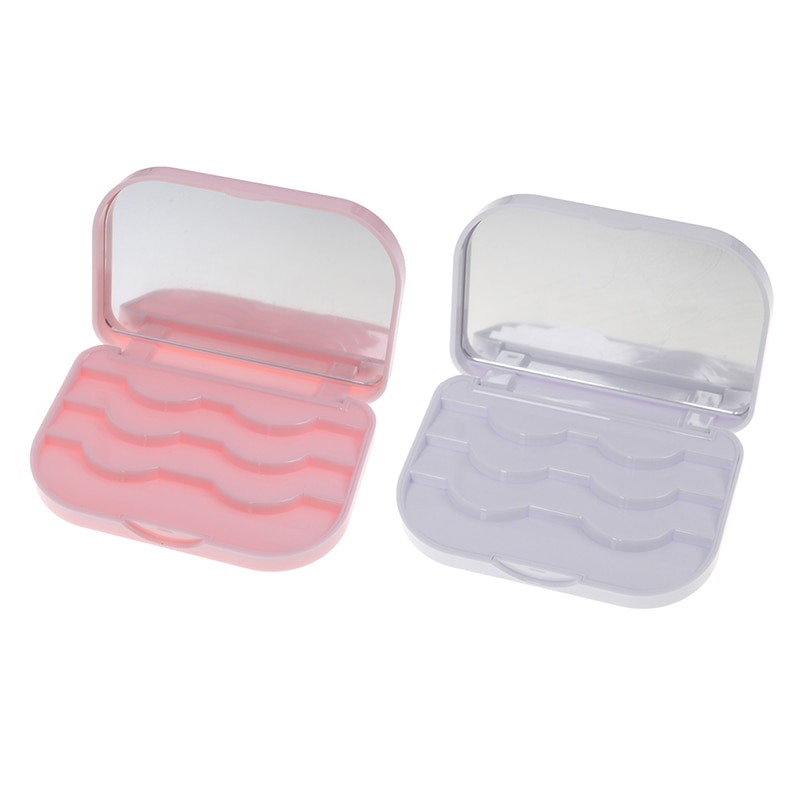 1 stk plastik opbevaringsboks til falske øjenvipper makeup kosmetik med spejl taske organizer rejse kosmetik værktøj hvid/pink