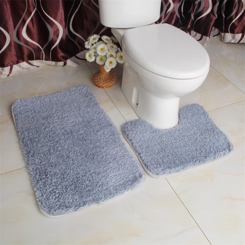 2 Stks/set Zachte Lam Pluche Badkamer Antislipmat Wc Absorberende Tapijt Badkamer Tapijt Huishoudelijke Voeten Pad Super Zacht badmat: D