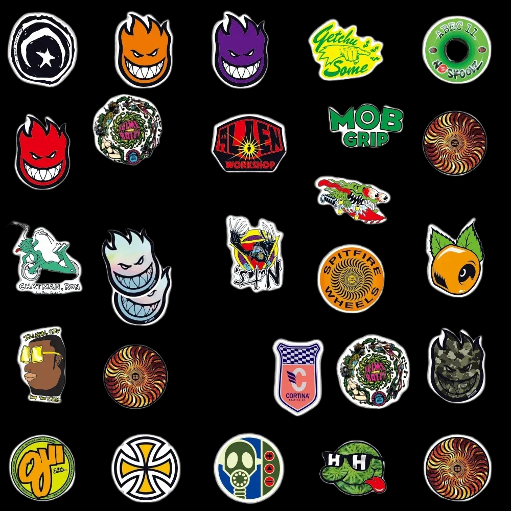 100PCS Cool Brand Logo Stickers Aesthetic Skateboard Laptop Motorcycle Phone Car Graffiti Sticker Decal