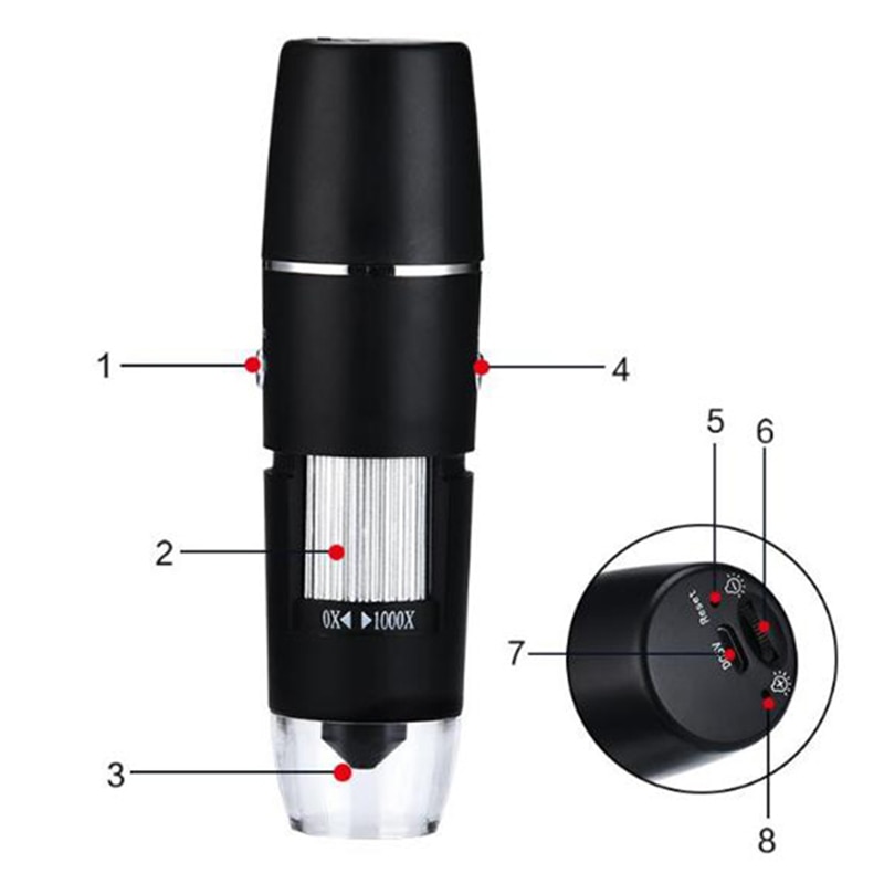 1000X Wifi Digital Microscope Magnifier Camera 8 LED w/Stand Electronic Stereo Endoscope Camera for Android ios iPhone iPad