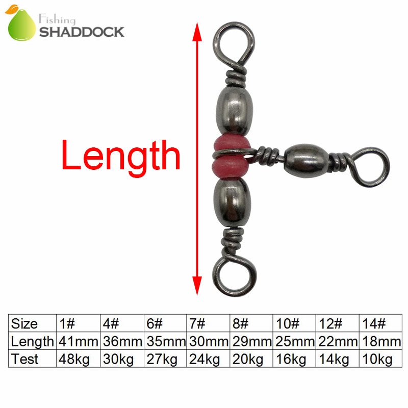 Shaddock Fishing 100pcs 3 Way Barrel Fishing Swivel Brass Fishing Hook Line Triple Swivels Connector With Beads