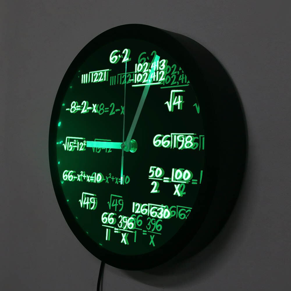 Math Wall Clock with LED illumination Math Formula Pop Equation Luminous Wall Clock Watch Scicence Educational For Kids