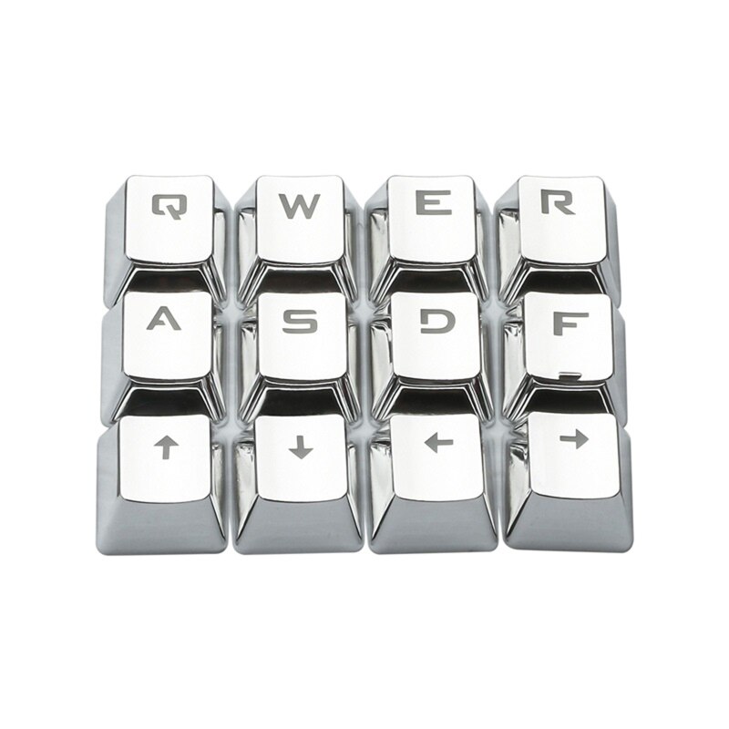 12 Key Keycaps Electroplated Metal Coating PBT Game Player Keycaps for Mechanical Keyboard 12 Keys Cool DIY Backlit