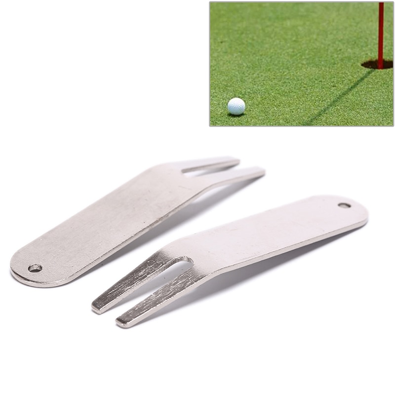 Stainless Steel Golf Divot Repair Switchblade Tool Pitch Groove Cleaner