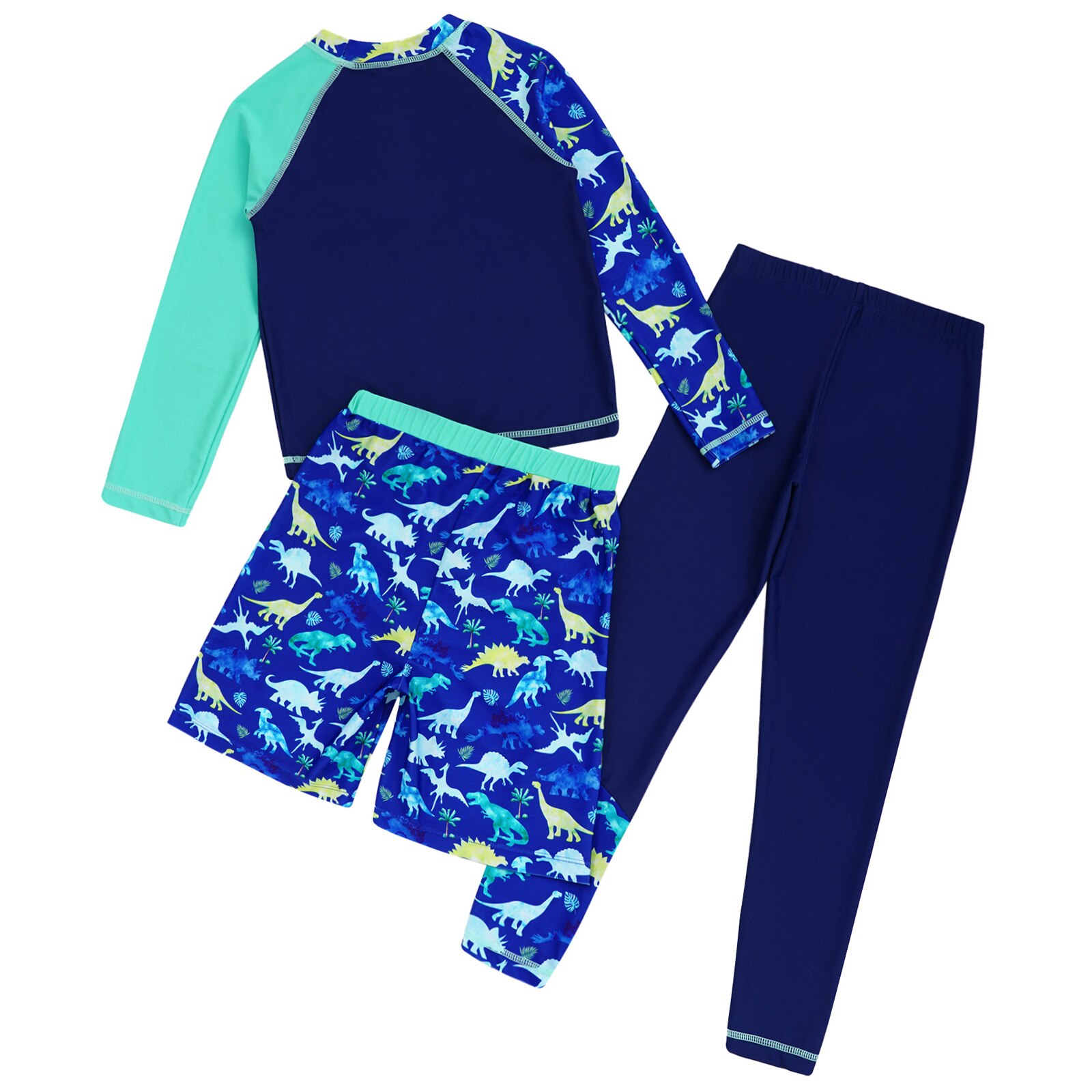 #6-16 Jaar Kinderen Jongens Rashguards Badpak Lange Mouwen Cartoon Dinosaurus Print Tops Broek En Shorts Badpakken strand Badmode